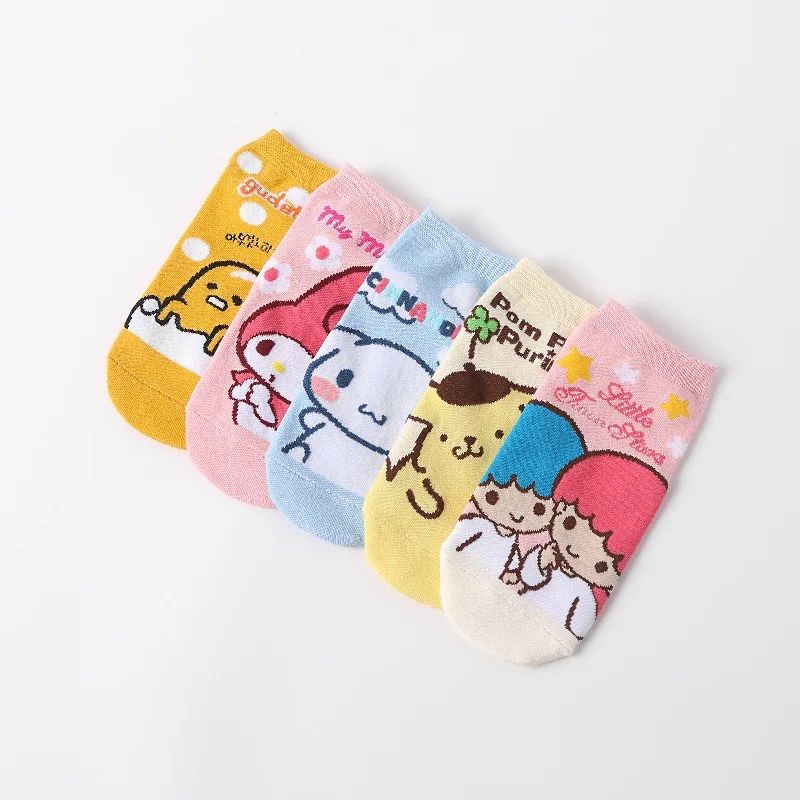 5 pairs Sanrio socks Hello Kitty Women Socks Anime Cartoon Christmas Socks Adult children's Cotton