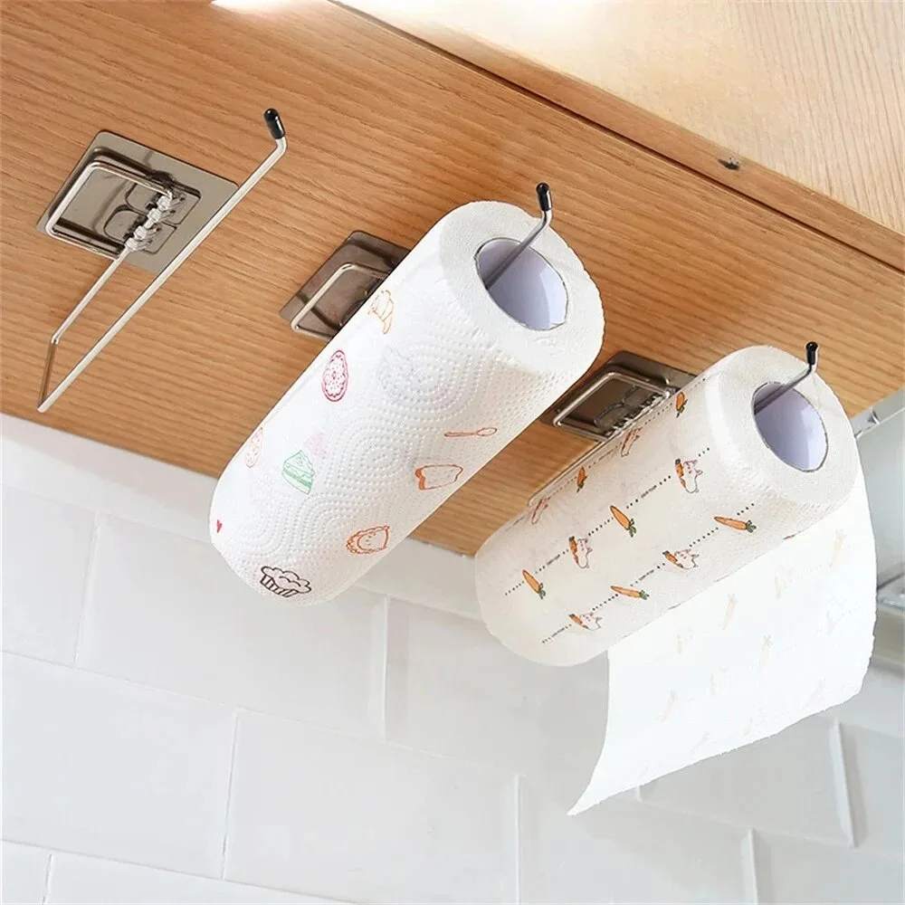 1PCS Kitchen Paper Towel Holder Adhesive Toilet Paper Rack Towel Hanger Tissue Dispenser Roll Napkin Cabinet Storage Accessories