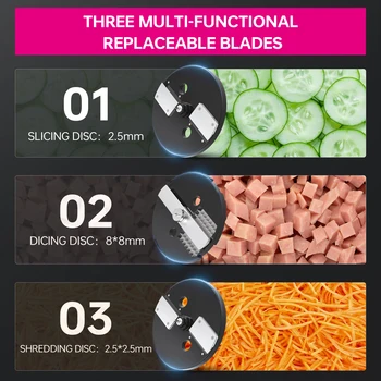 Lecon Chef 3 in 1 Electric Food Processor Vegetable Dicer Chopper Potato Cutter Onion Slicer with 3 Stainless Steel Blades 4