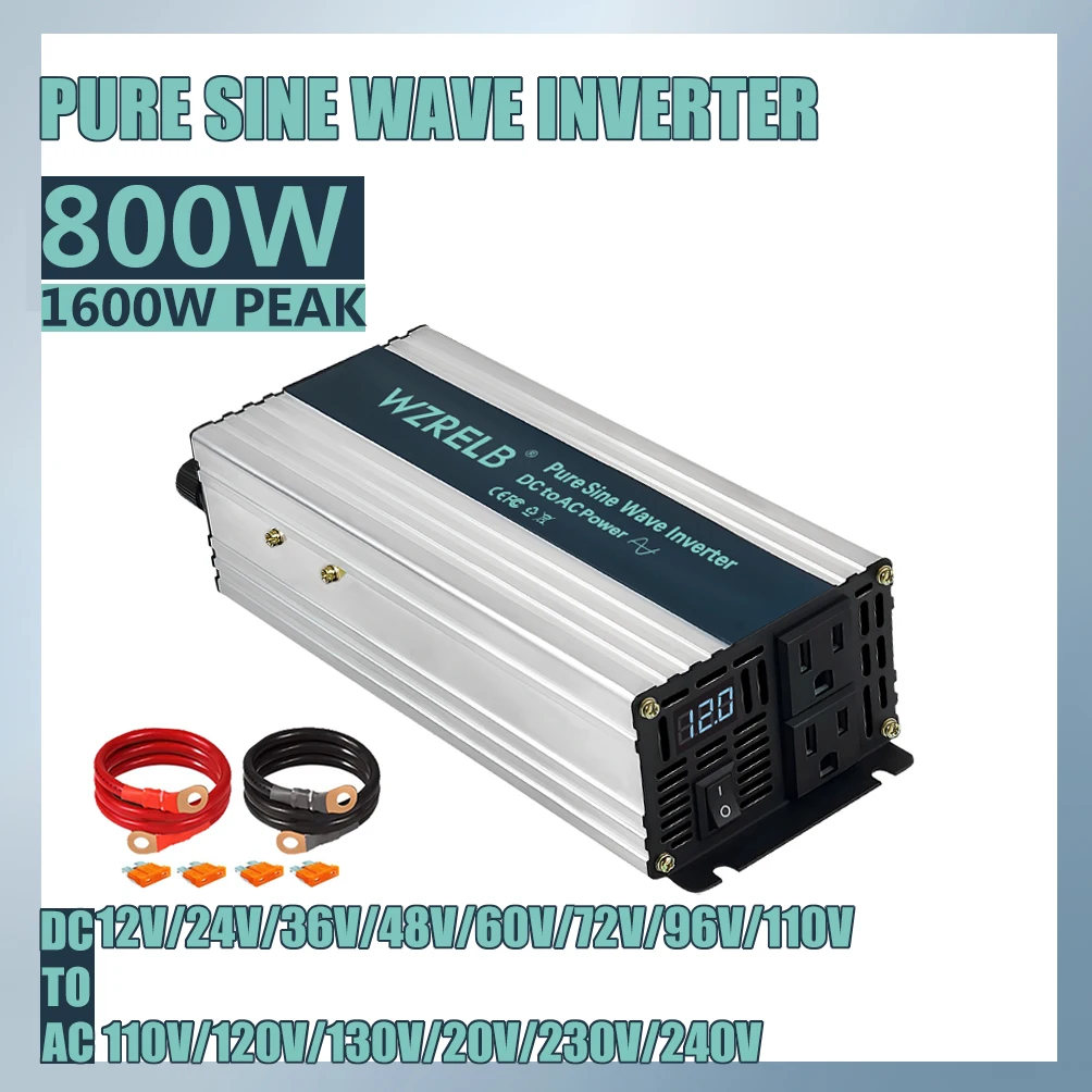 12V/24V 120V/220V 800W Pure Sine Wave Inverter 36V 48V DC to 110V 130V 230V 240V AC Off Grid Power Converter