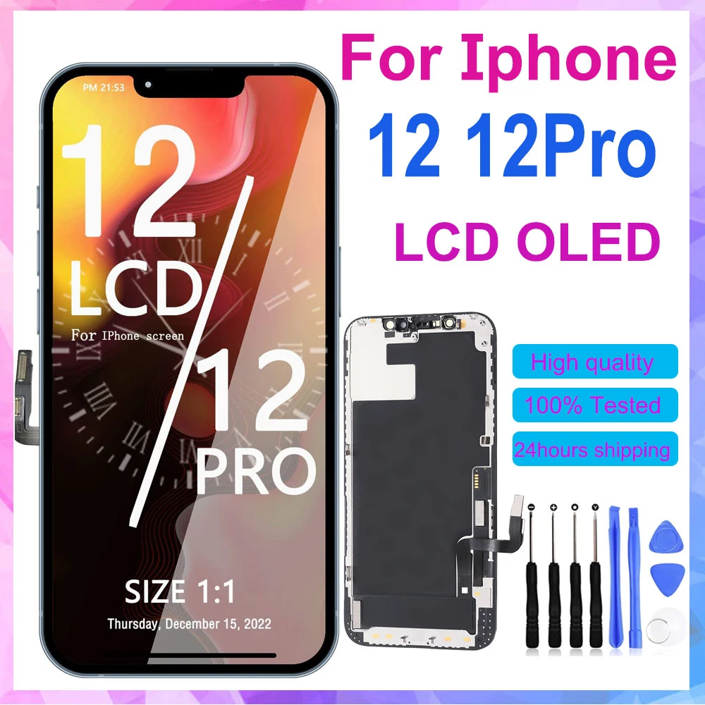 Aaaaa grade lcd for iphone 12 12 pro screen replacement 6 1 inch 3d
