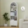75.59" Tall Bookcase, 4 Tier Arched Bookshelf with 2 Drawers, Modern Book Display Storage Cabinet for Living Room, Bedroom 5