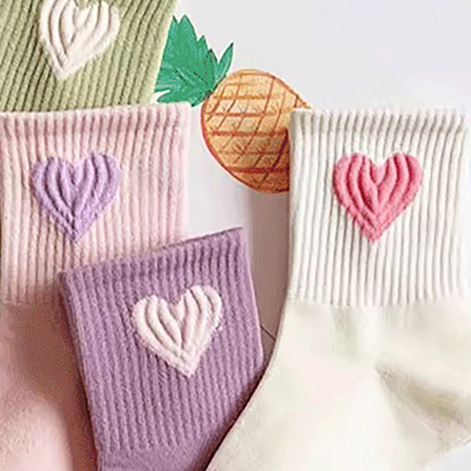 Girls Heart Socks Set 4