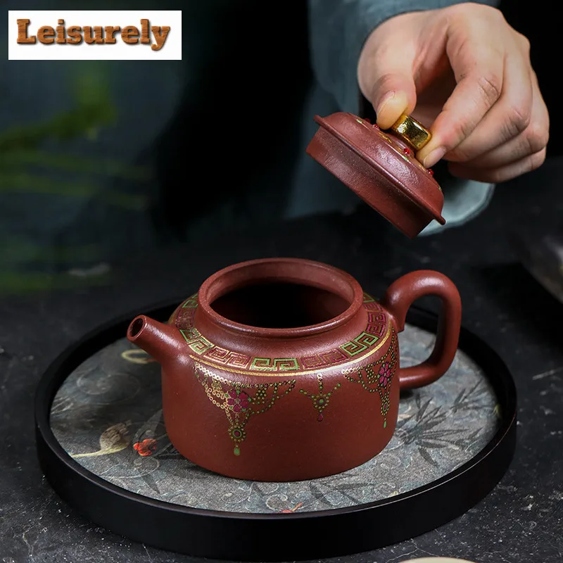 330ml Antique Yixing Purple Clay Teapots Handmade De Zhong Pot Raw Ore Purple  Mud Tea Maker Kettle Zisha Tea Set Tea Ceremony