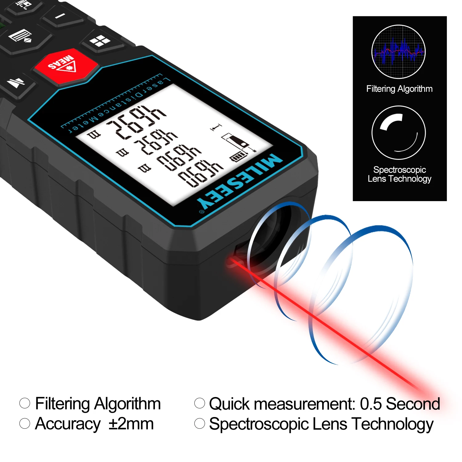 Mileseey Laser Distance Meter Electronic Roulette Laser Digital Tape Rangefinder Trena Metro Laser Range Finder  Measuring Tape