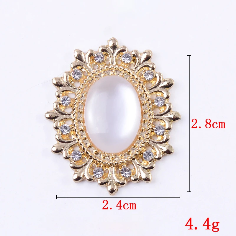 Gold Alloy Decorative Acrylic Buttons, 10PCS - Ideal for Clothing, Packaging, and Hair Accessories