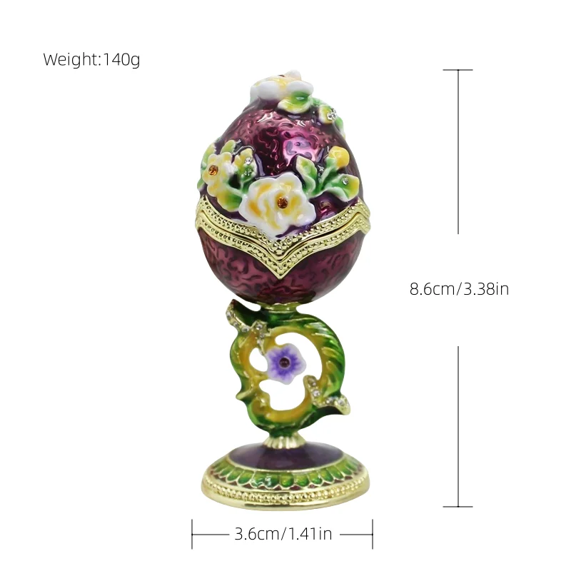 SHINNYGIFTS Neue Stil Blume Ei Schmuckkästchen Russische Faberge Ei Schmuck Geschenkbox Hochzeitsbevorzugung – Detail 1