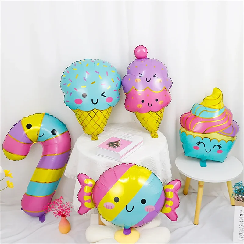 Colorful Candy Ice Cream Foil Balloons for Baby Shower or Birthday Party Decorations