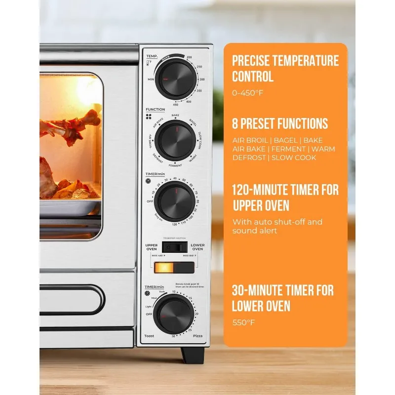 Gourmia Toaster Oven Air Fryer Combo 17 Cooking Presets 1700W French Door  Digital Air Fryer Oven 24L Capacity Accessories - AliExpress