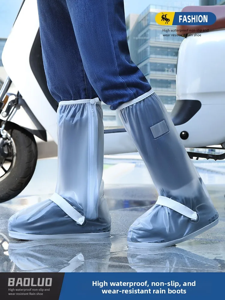 Waterproof Thi High-Tube Rain Boot Covers Anti-Slip Outdoor Men's Women's Large Size Foot Covers Rain Boots for Rainy Days