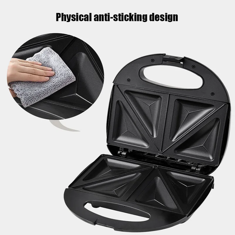 Portable Electric Sandwich Maker Non-Stick Coating Folded Fast Uniform Heating Anti-Scalding Handle Breakfast Waffler Mchine