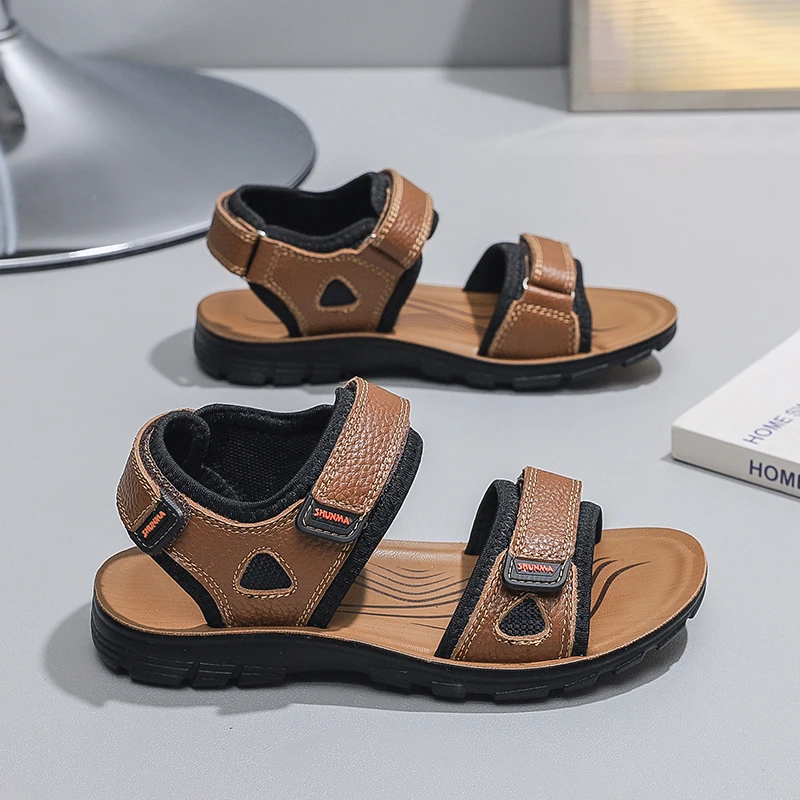 Summer Leather Children Sandals Boy Sneaker Shoes New Design Non-slip Breathable Kid Sports Outdoor Waking Sandals for Boy baby shoes kids shoes children sandals kids sandals beach shoes