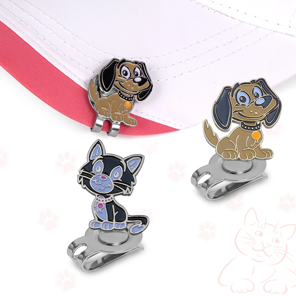 Caiton 1pc Cute Cat & Dog Golf Hat Clip &ndash; Magnetic Ball Marker, Stylish & Versatile for Hats, Pockets, Sleeves Bags