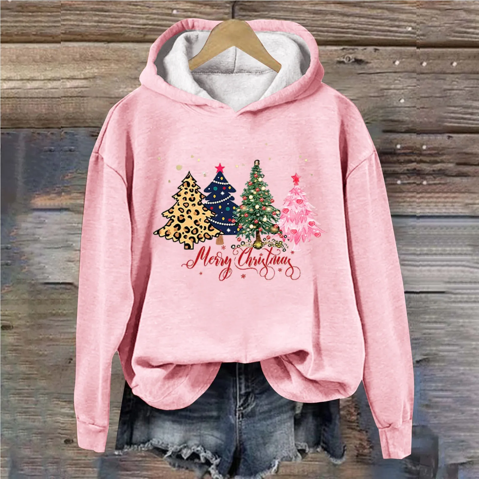 

Autumn And Winter Sweatshirts For Women Sweatshirt Funny Christmas Tree Prints Outfits Outerwear sudadera mujer