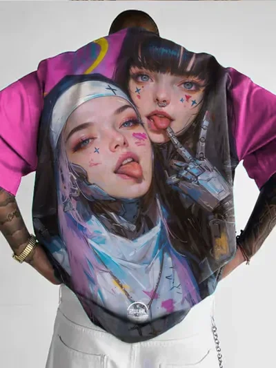 New T-Shirt Anime Character Tee 3D Sexy Beauty Printed T Shirts Loose Casual Men's Female Clothing Fashion Short Sleeve