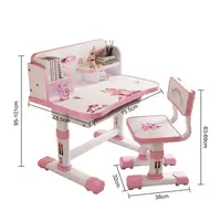 Kids Functional Desk And Chair Set Height Adjustable Children School Study Table Chair Set With Cartoon Pattern Writing Board 6