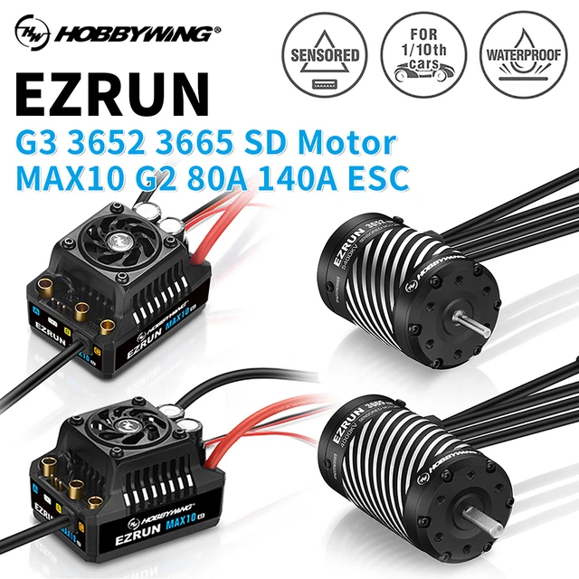 HobbyWing Brushless Motor and ESC MAX10 G2 80A 140A 3652 3665 G3 Motor For  1/10 RC Car - AliExpress