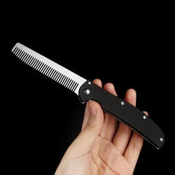 Compact Dual - Purpose Metal Folding Hair & Beard Styling Comb - Premium Travel Grooming Essentials (Black)