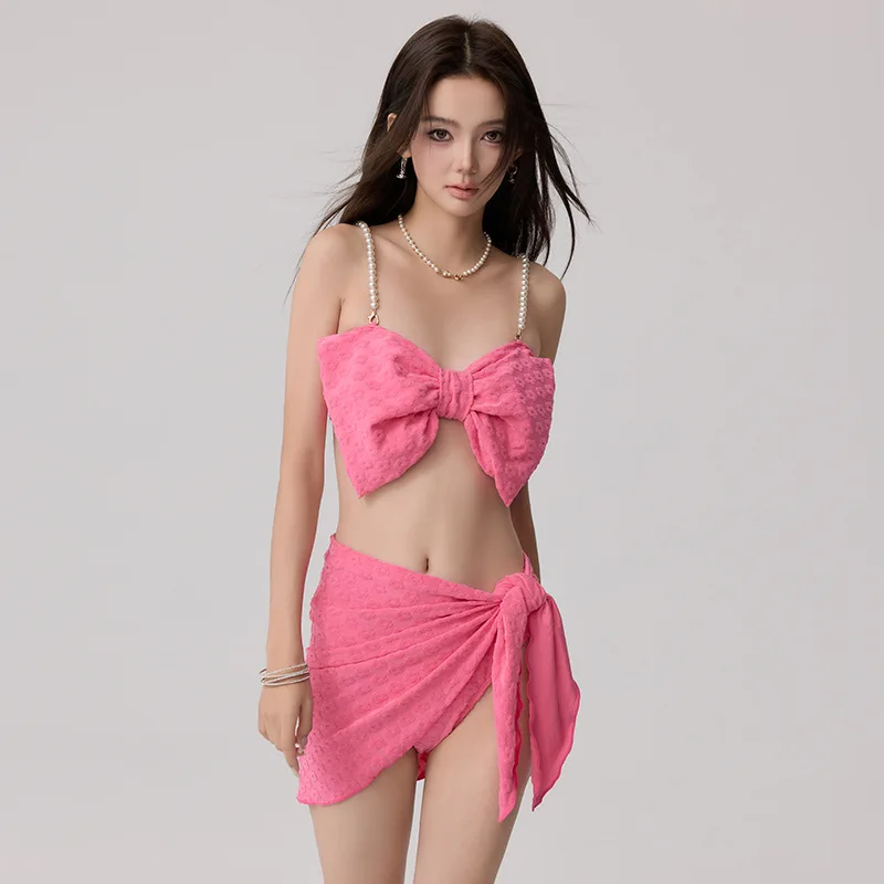 

Swimsuit Women 2024 Bikini Outing Beachwear Swim Wear Sexy High Waist And Separation Of Three Parts Polyester Tankini Bikini Set