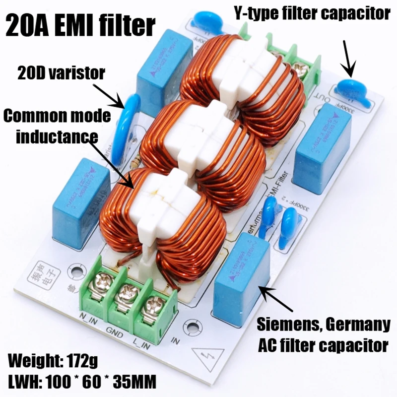 15A 20A Ac 110V 220V Filtro Emi Alimentatore Audio Purificatore Sovratensione Emc Interferenza Elettromagnetica