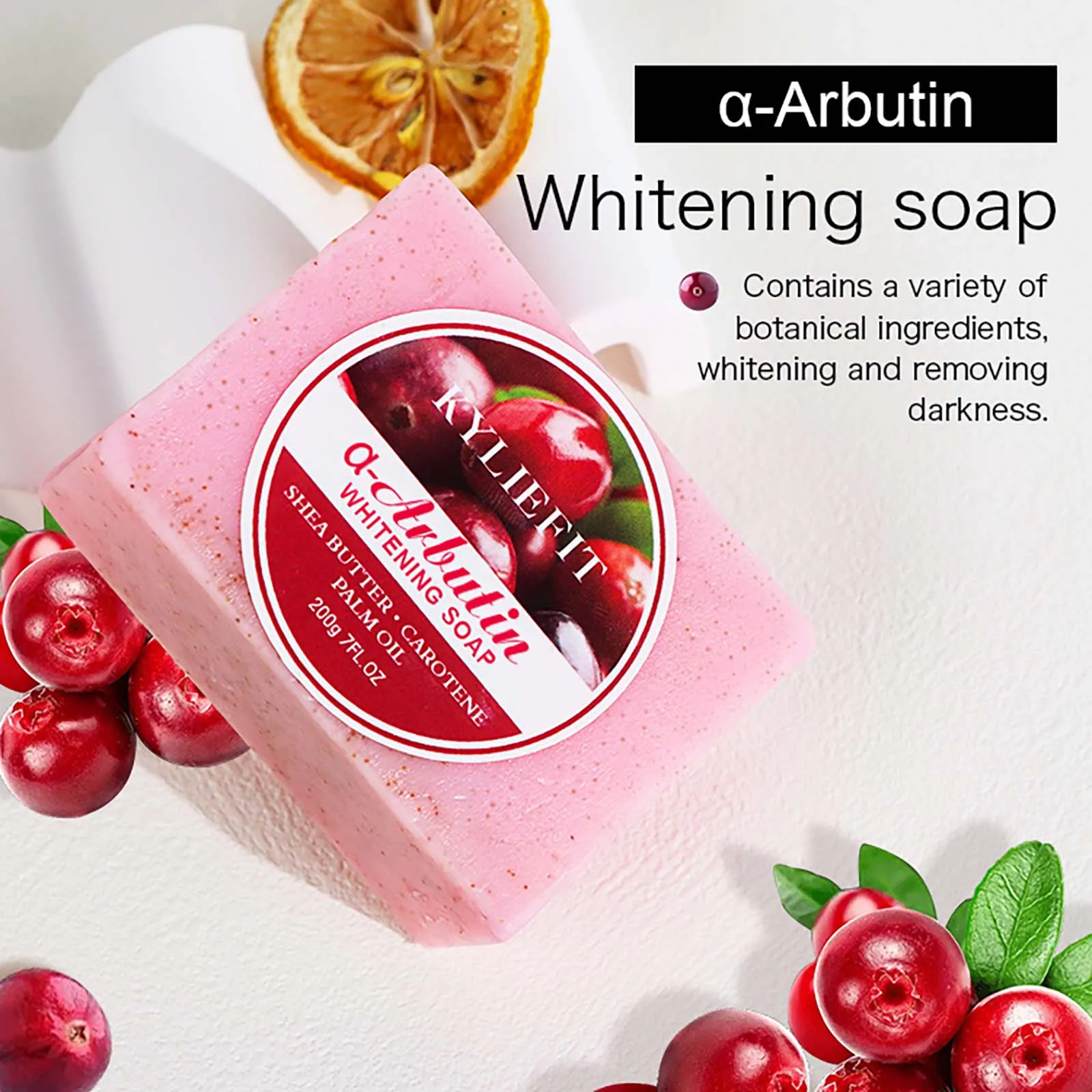 Whitening Soap Bar For Face And Body, With Shea Butter, Carotene, Palm Oil, Arbutin, Reduce Dark Spots, Hyperpigmentation, 200g