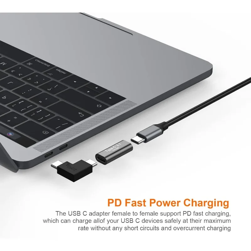 2PCS USB-C 암-USB-C 암 알루미늄 커넥터 어댑터는 4K 비디오, 고속 충전 및 10Gbps 데이터 전송을 지원합니다. (검정색)