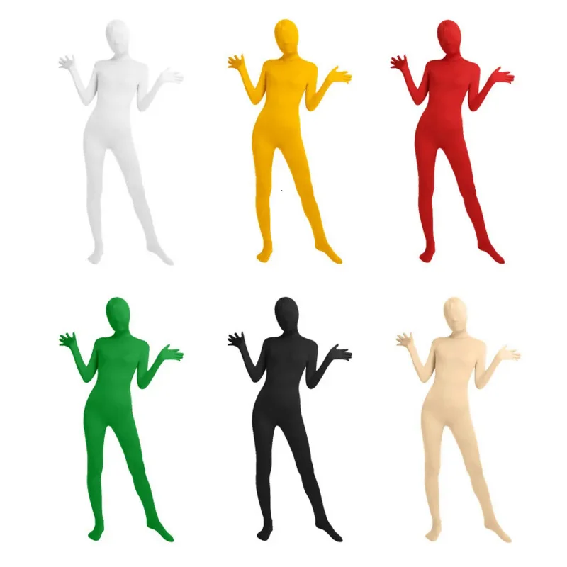 

Halloween Anime Unisex Lycra Cosplay Costume All-inclusive Pure Color Tight Jumpsuit Second Skin Suit Stage Zipper Bodysuit