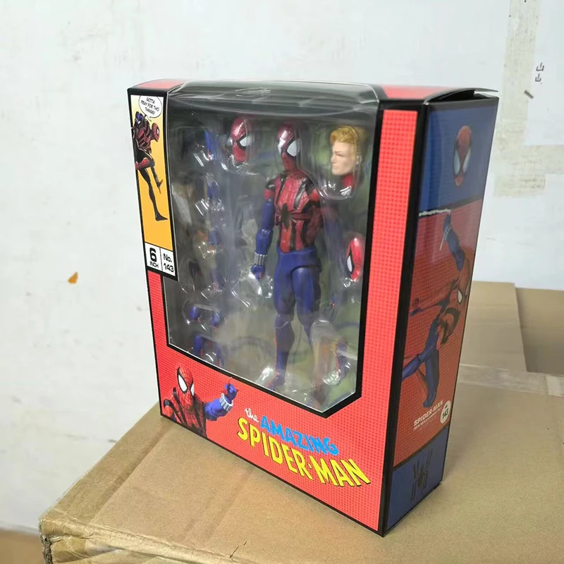 Spiderman Mafex 143 Classic Costume Anime Figure Ver Miles Morales Spider-Man Action Figure Figurine Toys Kids Xmas Gift