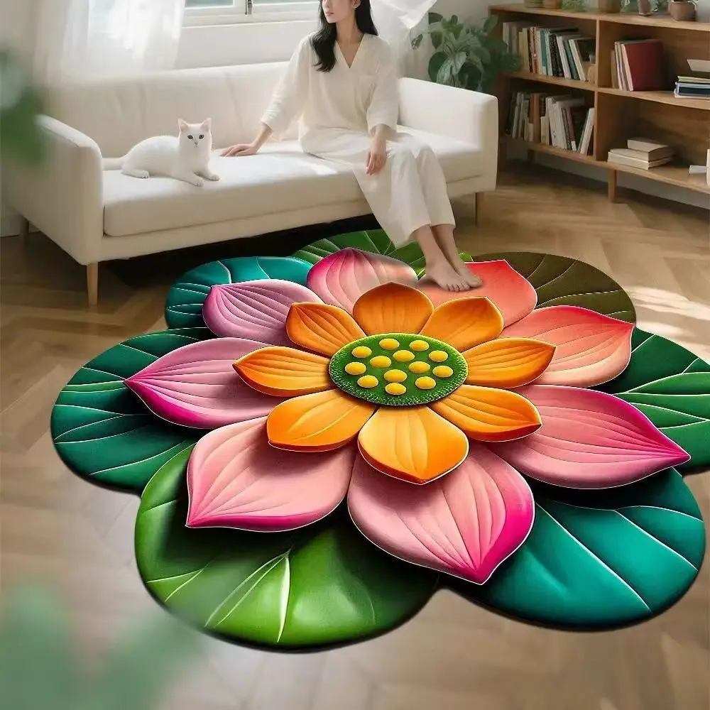 Special-shaped Sunflower Carpet Soft Non-slip Sunflower Mat Absorbent 60x60cm Door Gasket for Living Room Tea Table Bedside