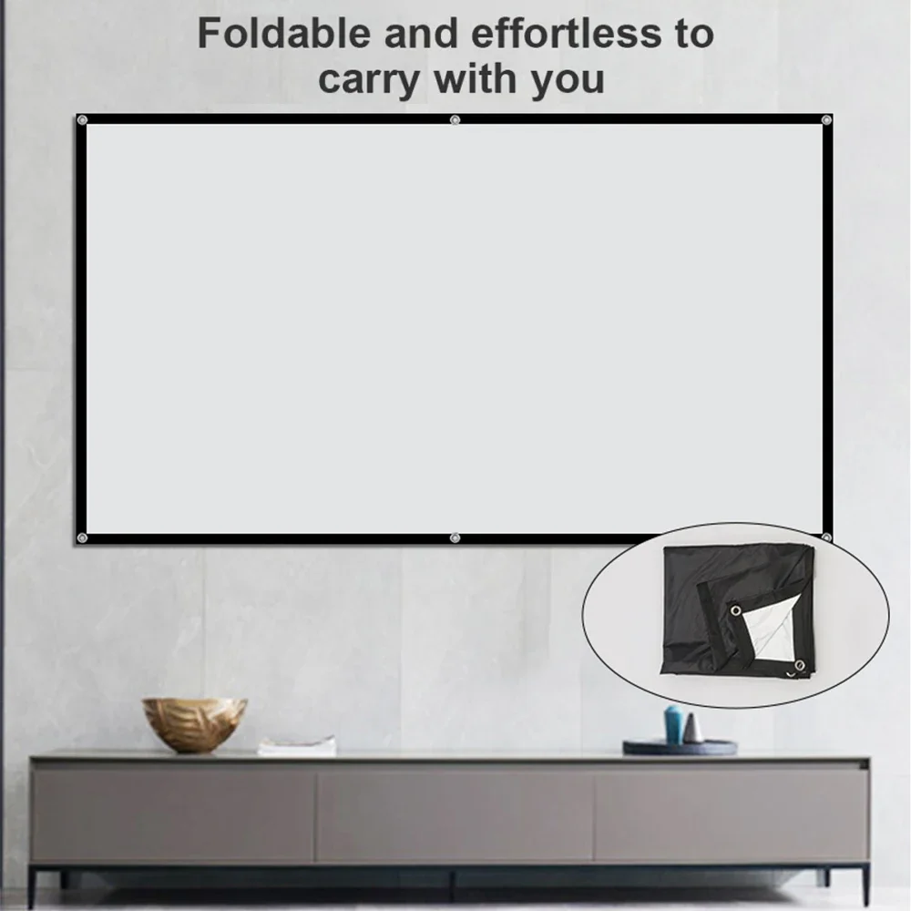 VEIDADZ Projector Screen 60-150inch White Milk Shred Black Background Wrinkle-Free Design Soft Projection Screen Indoor Outdoor projector screen projection screen