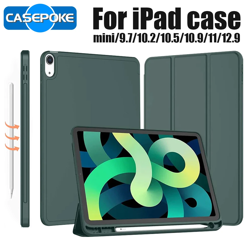 Casepoke Per Ipad 7Th 8Th 9Th 10.2 Custodia Con Portamatite Custodia Per Tablet Per Ipad Air4/5 10.9 Ipad Pro 12.9 Funda