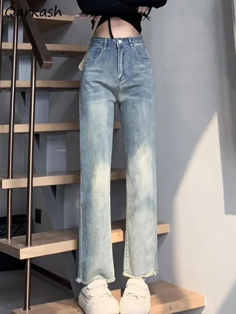 

Jeans Women Straight Fashion Spring Denim High Waist Ulzzang Temper Ankle-length Casual Trousers Streetwear College Denim Basic