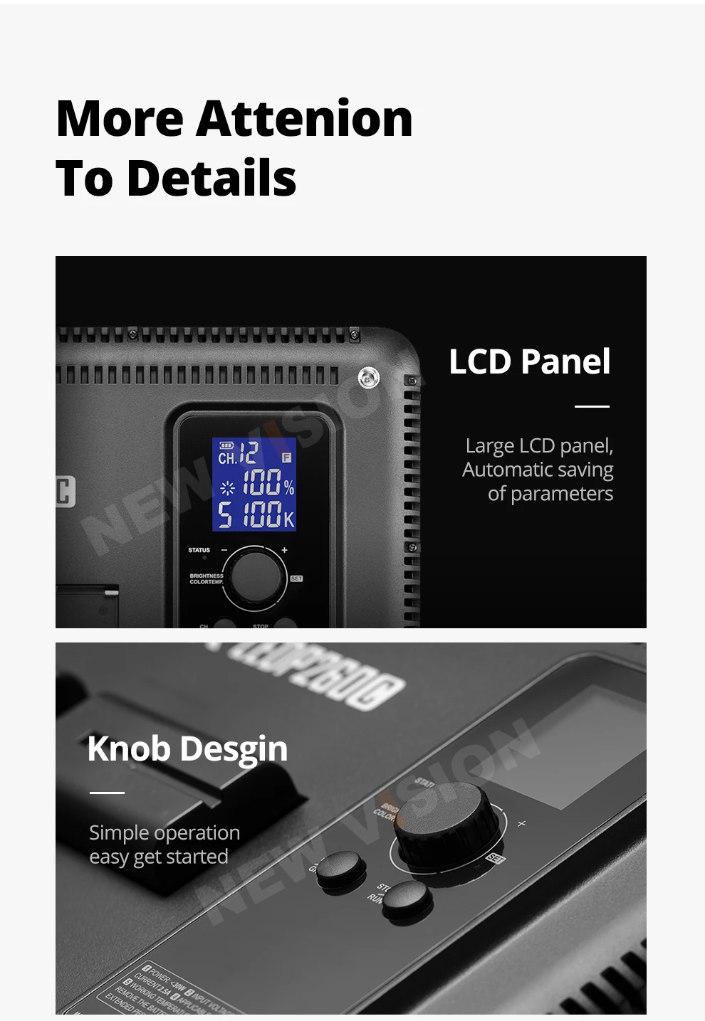 LEDP260C 3300~5500K LED Bi-Color & Dimmable Studio Video Light Lamp Panel for Ca