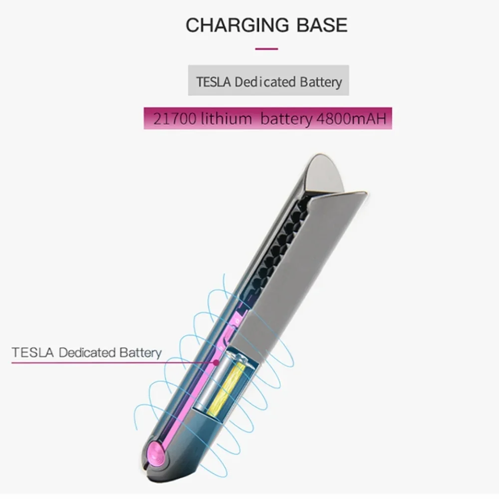 Portable Hair Straightener with Charging Base Wireless Straightening Iron Floading Plate and Comb PTC Hair Straightening Device 4