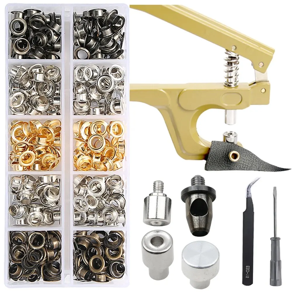 Eyelet Grommet Ring Kit 5/8mm Brass With Pliers For Shoes Bag
