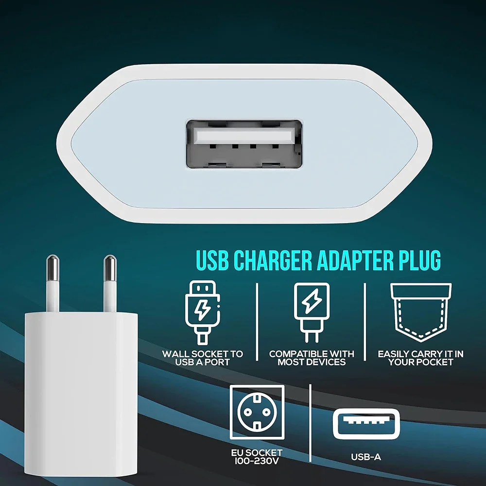 1-5Pcs Mini Universal 5V 1A EU Plug USB Wall Charger For iPhone Samsung Xiaomi Redmi Google Huawei LG Power Adapter Travel USB