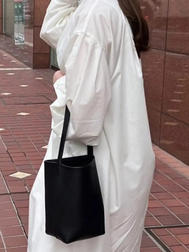 

2022 Summer New Bucket Bag Small Top Layer Cowhide Tote Bag Women Handbag