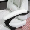 Racing Gaming Chair W/ Padded Arms, Pu Leather Gamer Recliner Home Office White 5
