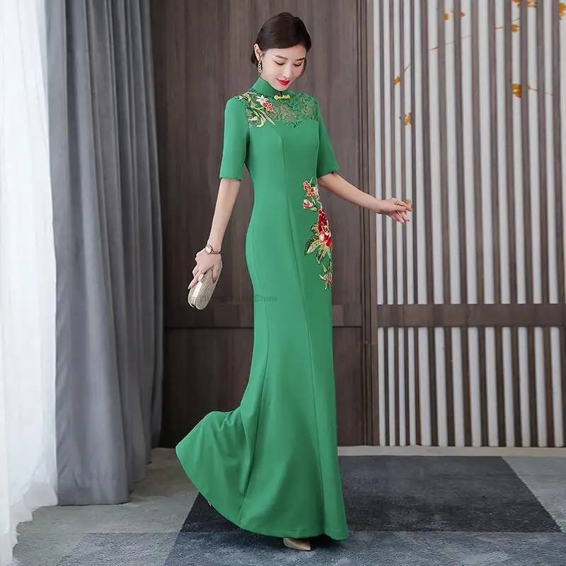 Chinese Retro Qipao Cheongsam Qipao For Women Chinese Traditional Dress Oriental Asian Year Wedding Gown Oriental Split Dress