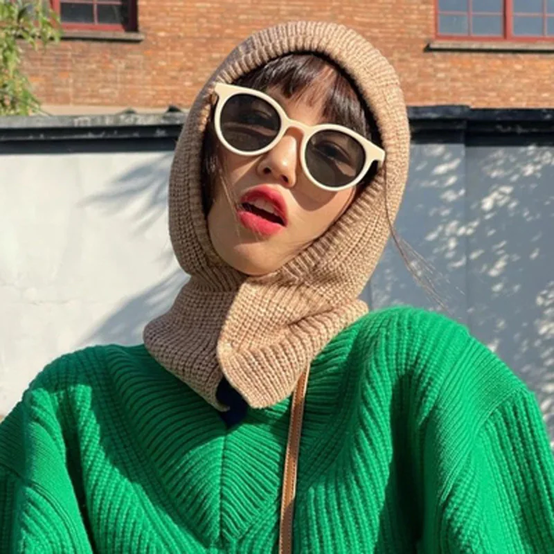 ☆韓国の人気☆【SATUR】☆(W) Knit Balaclav.a☆ Korean Balaclava Fashion Pullover Knitted Hat Women Men