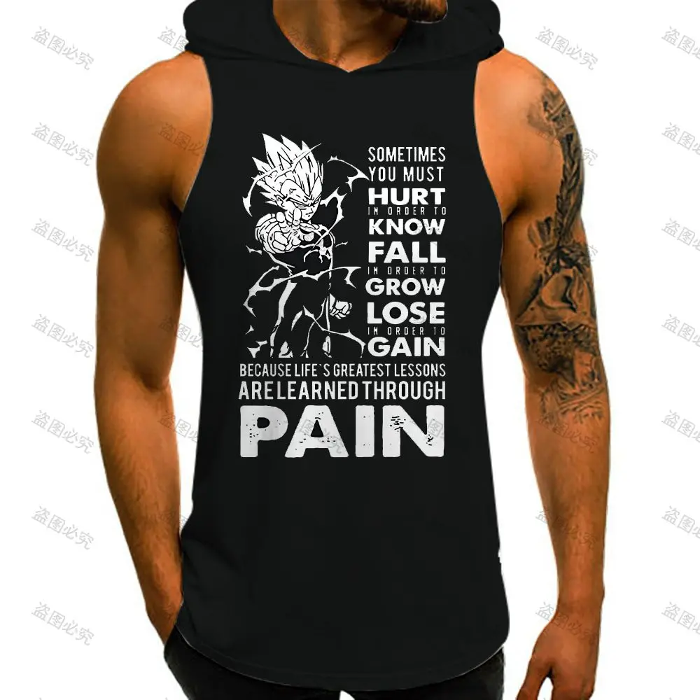 Y2k Dragon Ball Z Gym Vegeta Vest With Hood Men's T-shirts