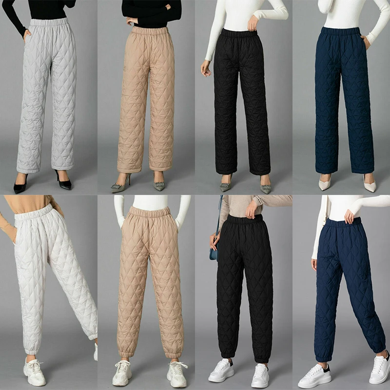 2025Women Winter Down Cotton Pants Large Size Thicked Thermal Quilted Cotton Trousers Middle Aged Elderly Mama Warm Pants M-3XL 4