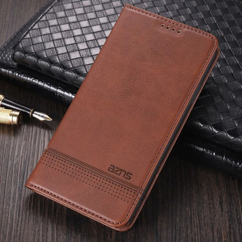 Vintage Minimalist Leather Flip Case - Skin-friendly Anti-drop Back Cover