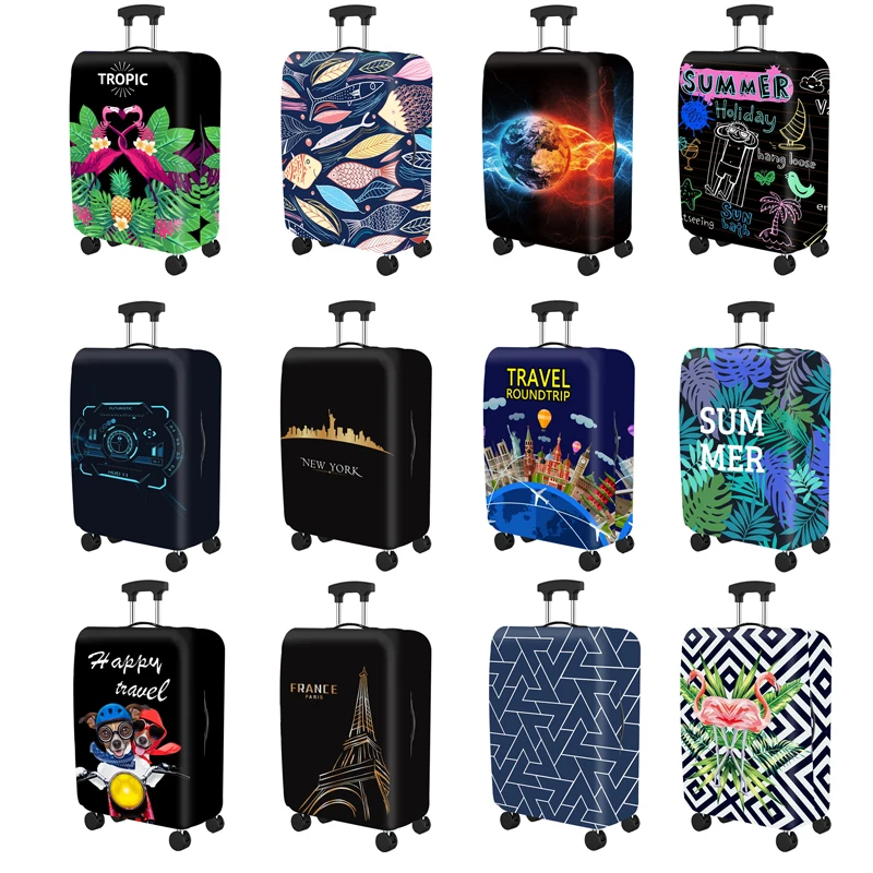 Luggage Cover Popular Luggage Protective Cover Elastic Cloth Thickened Dust-proof Trolley Suitcase Cover Travel Accessories For 18-30Inch Case