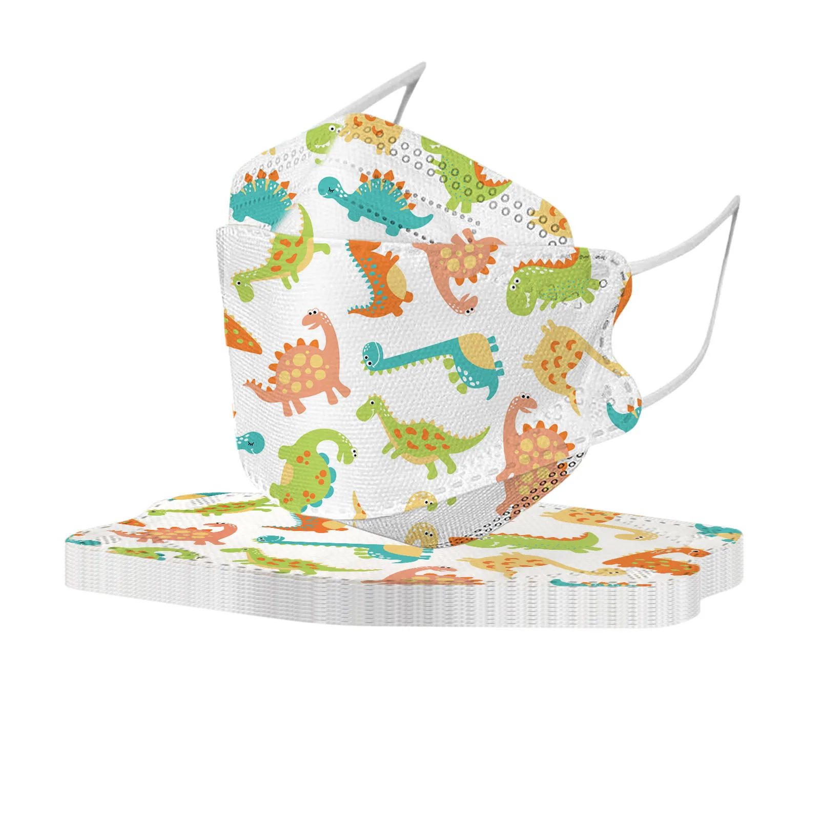 10Pcs Children's Fish-shaped Dinosaur Design Disposable Mask, Four-layer Ultra-filtering For Boys And Girls Children's cartoon
