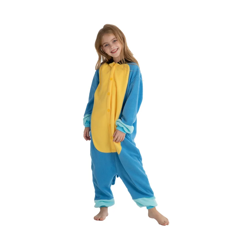 Kids Blue Dog Onesie Pajamas Children Animal Whole Pijamas Cartoon Cosplay Girls Yellow Dog Kigurumi Costume