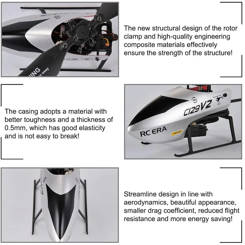 2.4Ghz RC Aircraft 4 Channel RC Helicopter C129 V2 with 6-Axis Gyro & 3D Flips, Altitude Hold,One Key Take Off/Landing COOLBANK 4