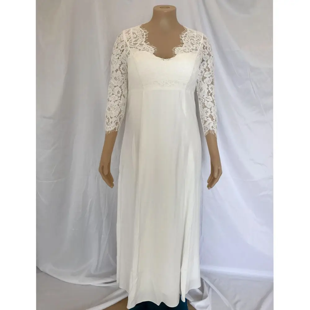 

Instock Now Stock Sample Cleanrance 3/4 long sleeves Wedding Dresses Size 14 Fast Shipping Number 36