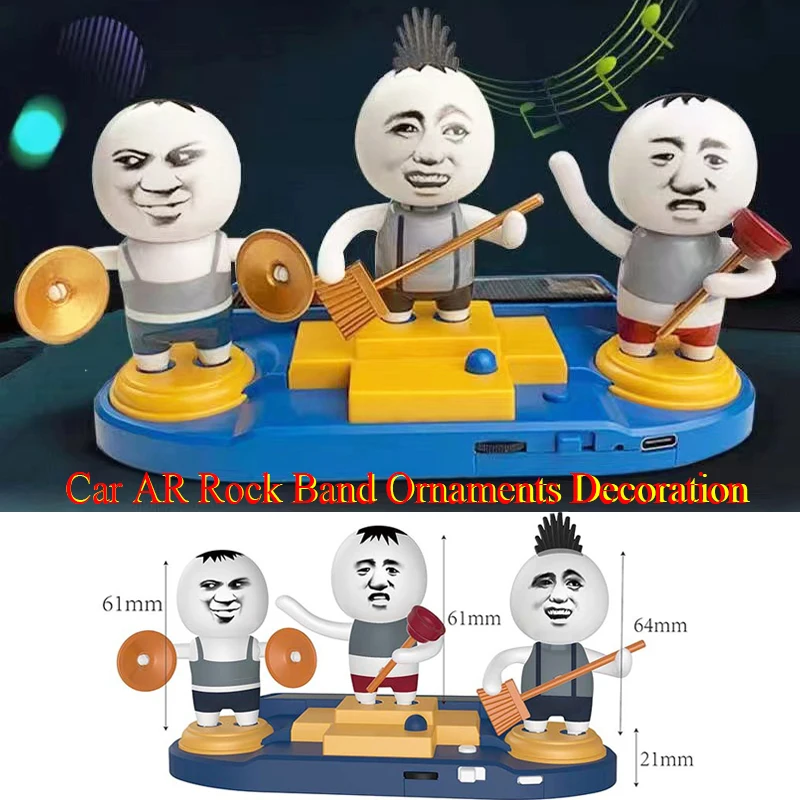 

Funny Personality Car Interior Decoration Ornaments Rock Band Cartoon Shaking Head Three Dolls In-Car Center Console Accessories