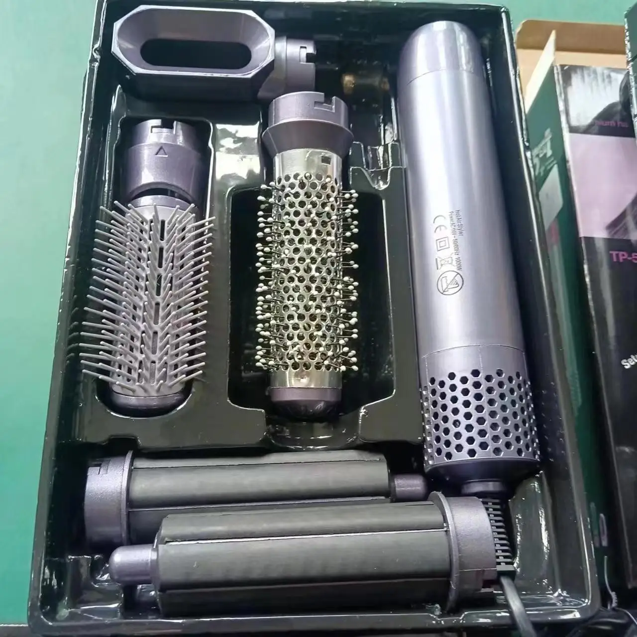 thumbnail image 1 of Rizador de pelo, peine de aire caliente 5 en 1, peine recto, secador de pelo con succión automática, 1 of 5